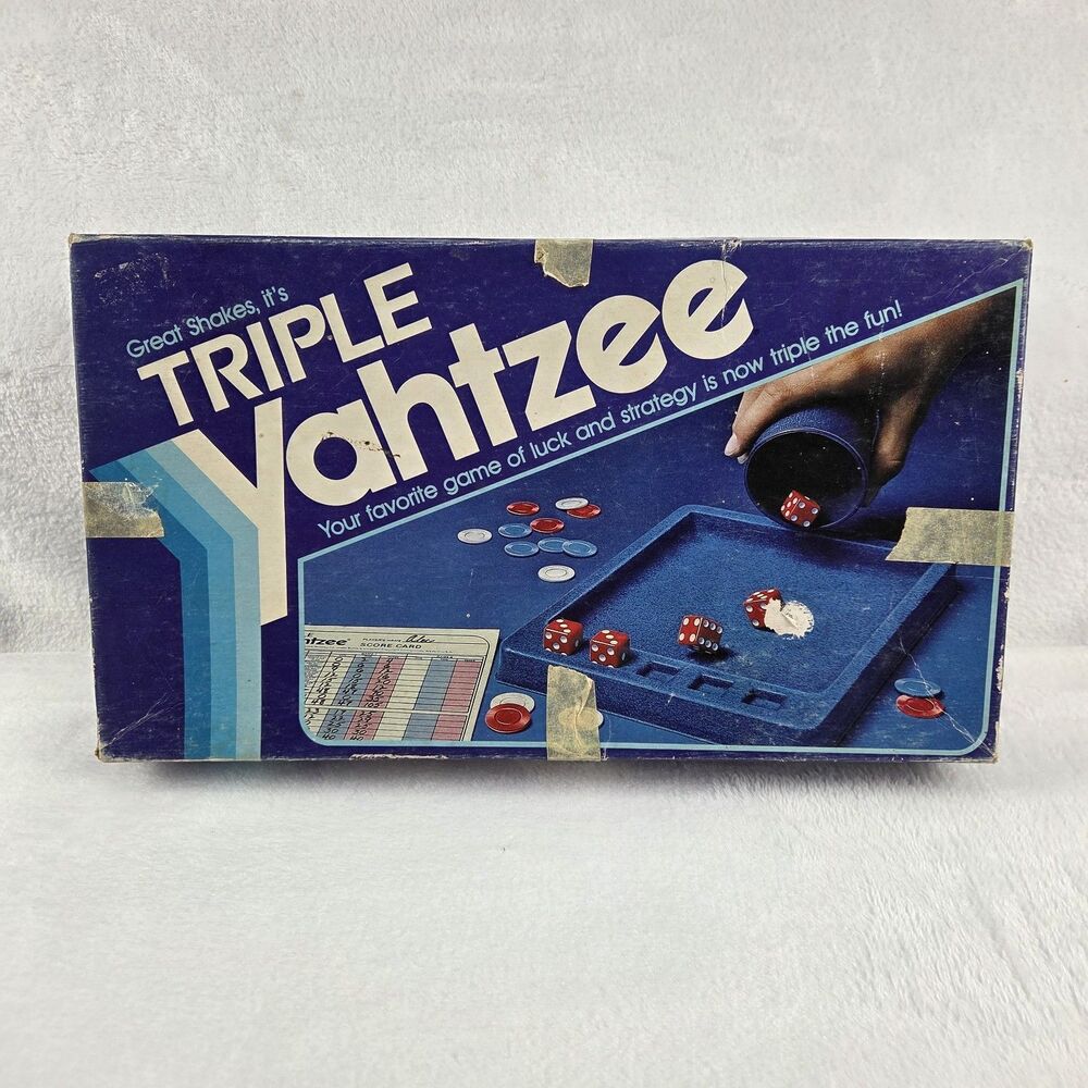Vintage 1982 Triple Yahtzee Board Game Almost Complete Playable